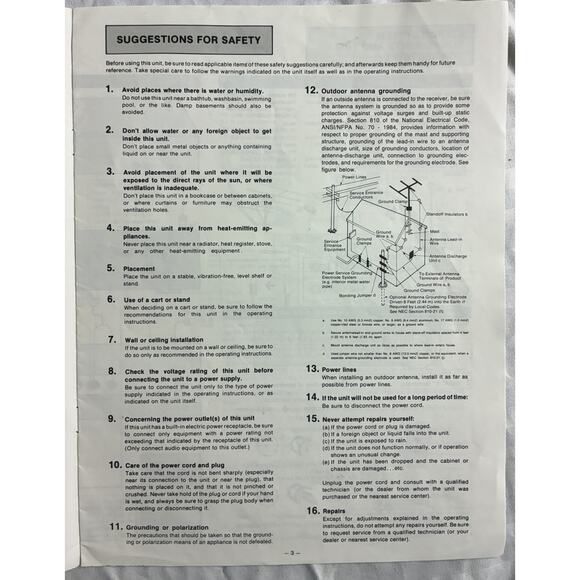 Technics AM/FM Stereo Receiver SA-130 Operating Instructions - Original Manual - Picture 5 of 7